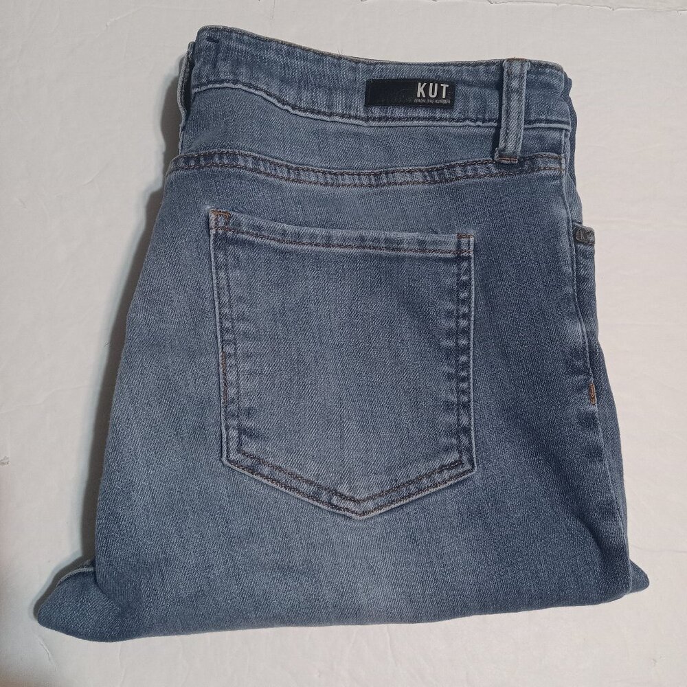 Kut From The Kloth Women's High Rise Kelsey Ankle Flare Raw Hem Jeans 12